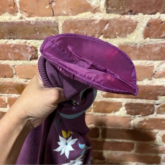 Obermayer Turtleneck Sweater Flower Applique Shoulder Pads Women's Small - Picture 7 of 7